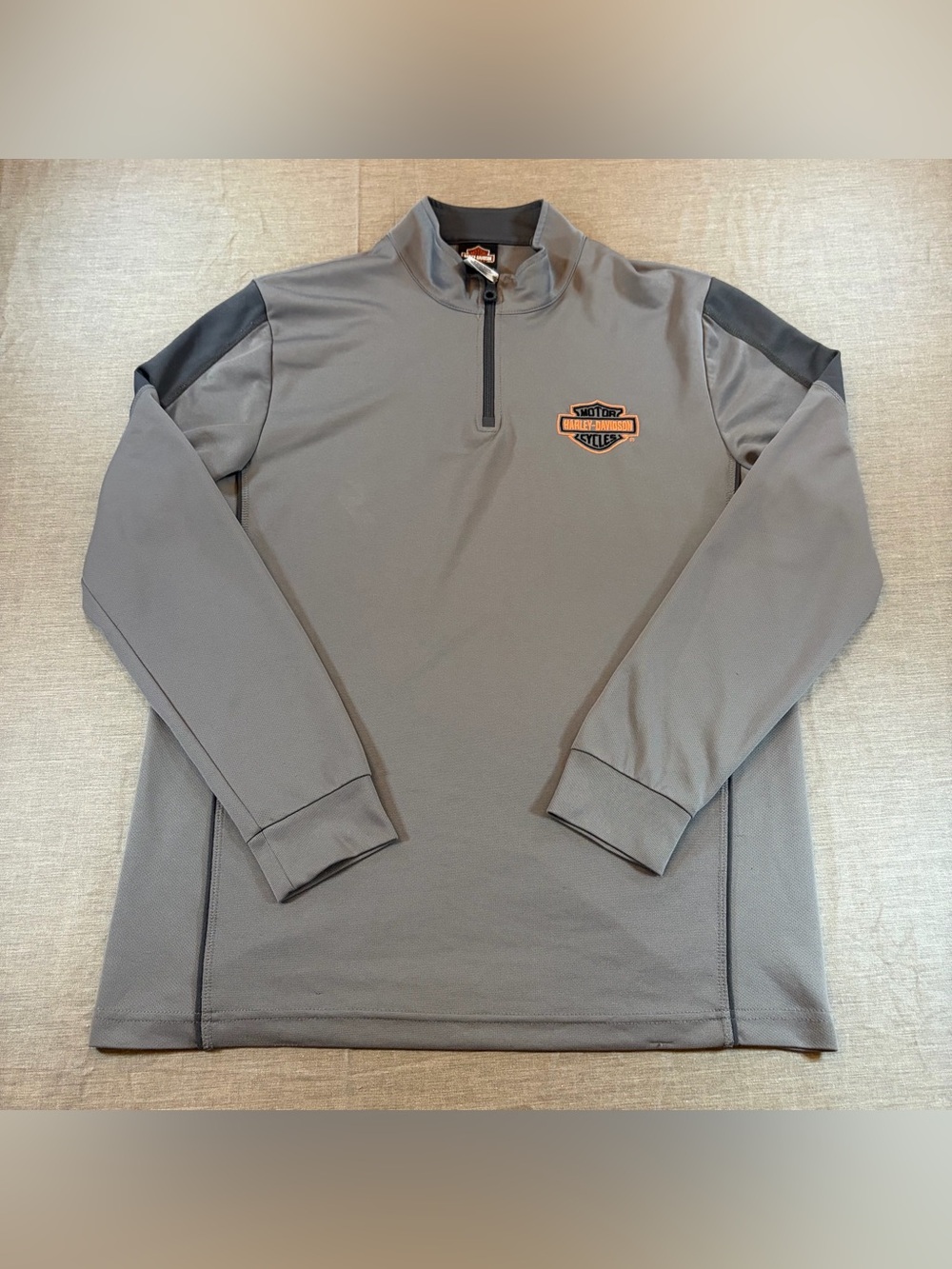 Harley Davidson Gray Longsleeve 1/4 Zip Pullover Men’s L  El Paso Texas